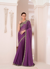 Nakshatra Purple Chiffon Saree