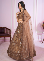 Nakshatra Brown Party Wear  Sequence Lehenga