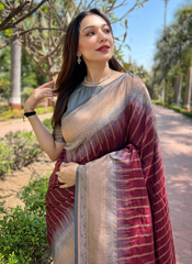 Nakshatra Brown Soft Silk Saree