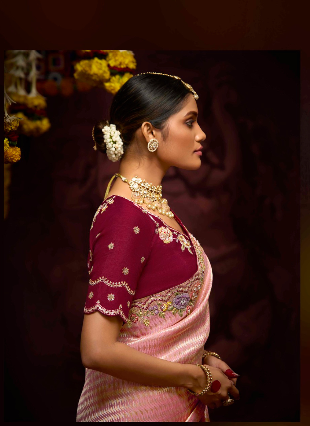 Nakshatra Pink Banarasi Kanjivaram Designer Saree