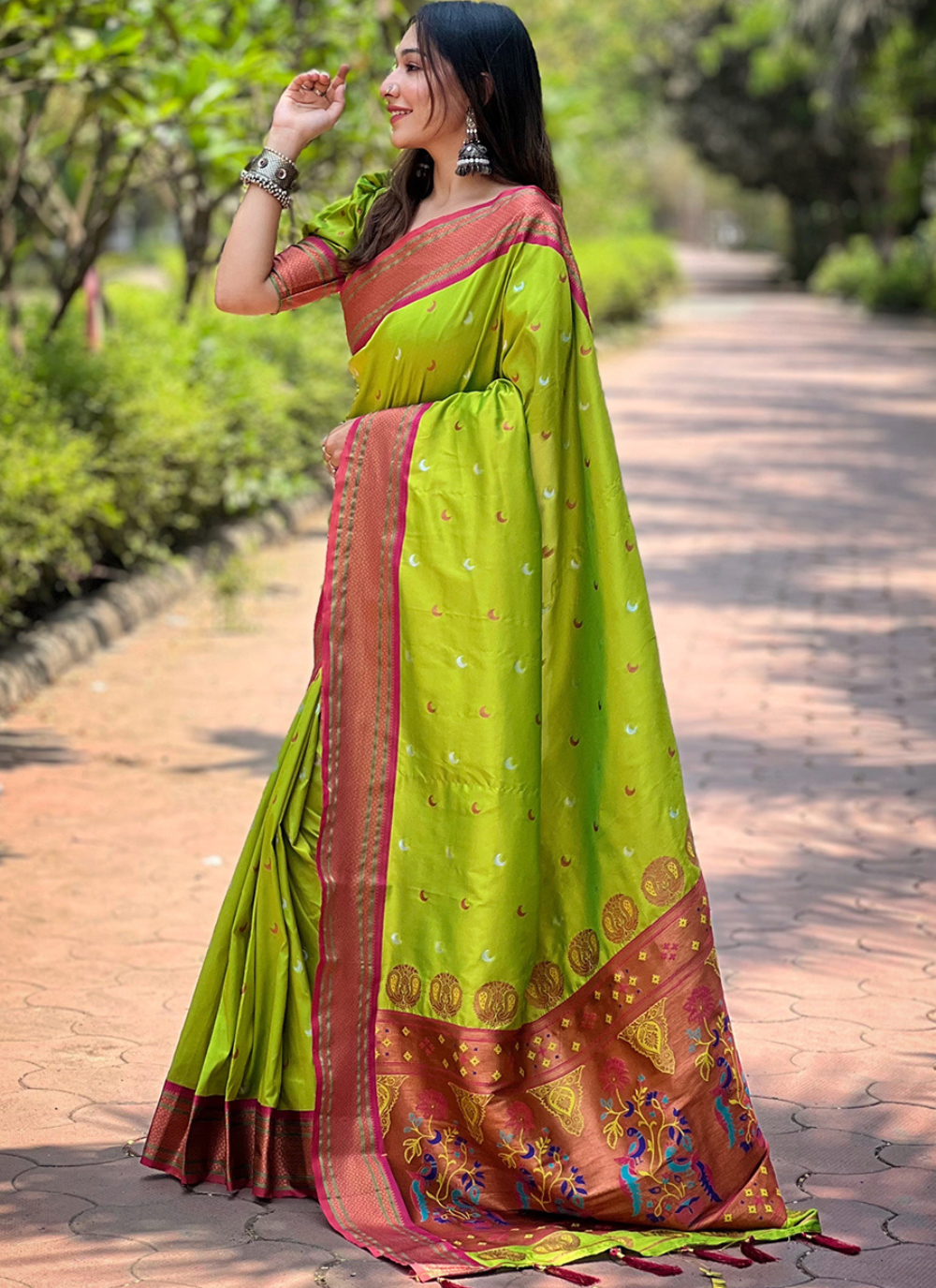 Nakshatra Green Paithini Silk saree