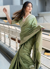 Nakshatra Pastel Green  Banarasi Silk sari