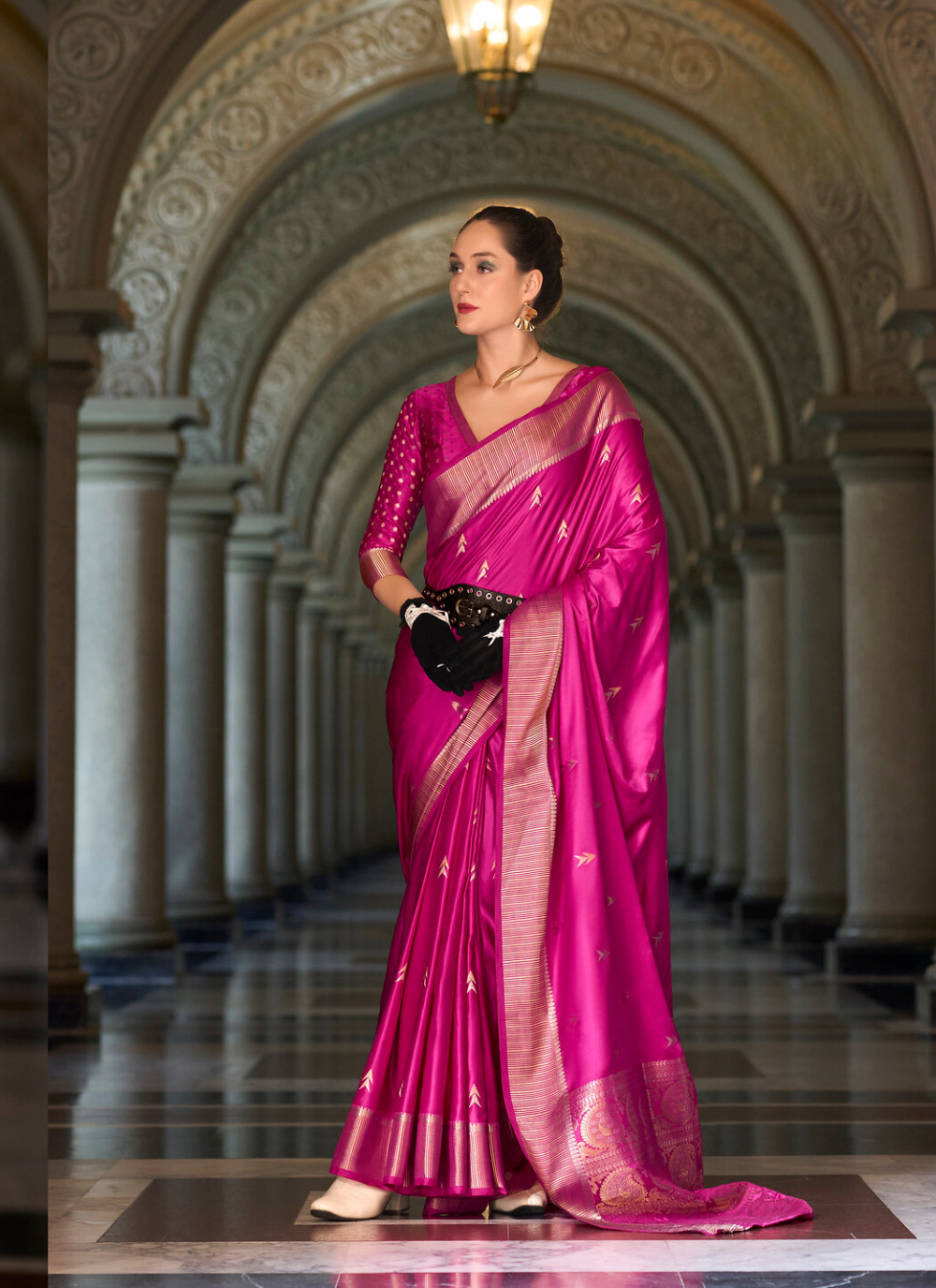 Nakshatra Pink Munga Silk Saree