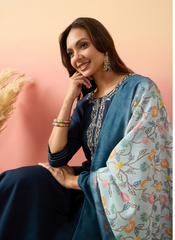 Nakshatra Blue Colored Silk Embroided suit