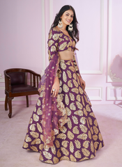 Nakshatra Purple Party Wear  Sequence Lehenga