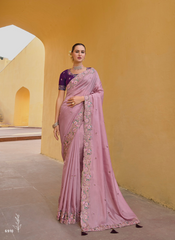 Pastel Pink Organza saree