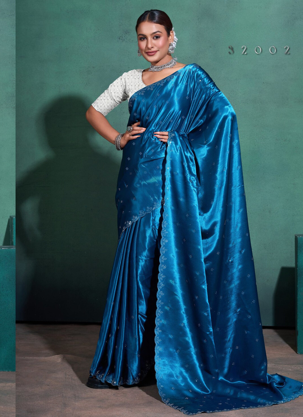 Nakshatra  Diamond studded Cobalt Blue saree.