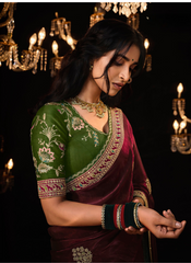 Majestic Maroon Indian saree