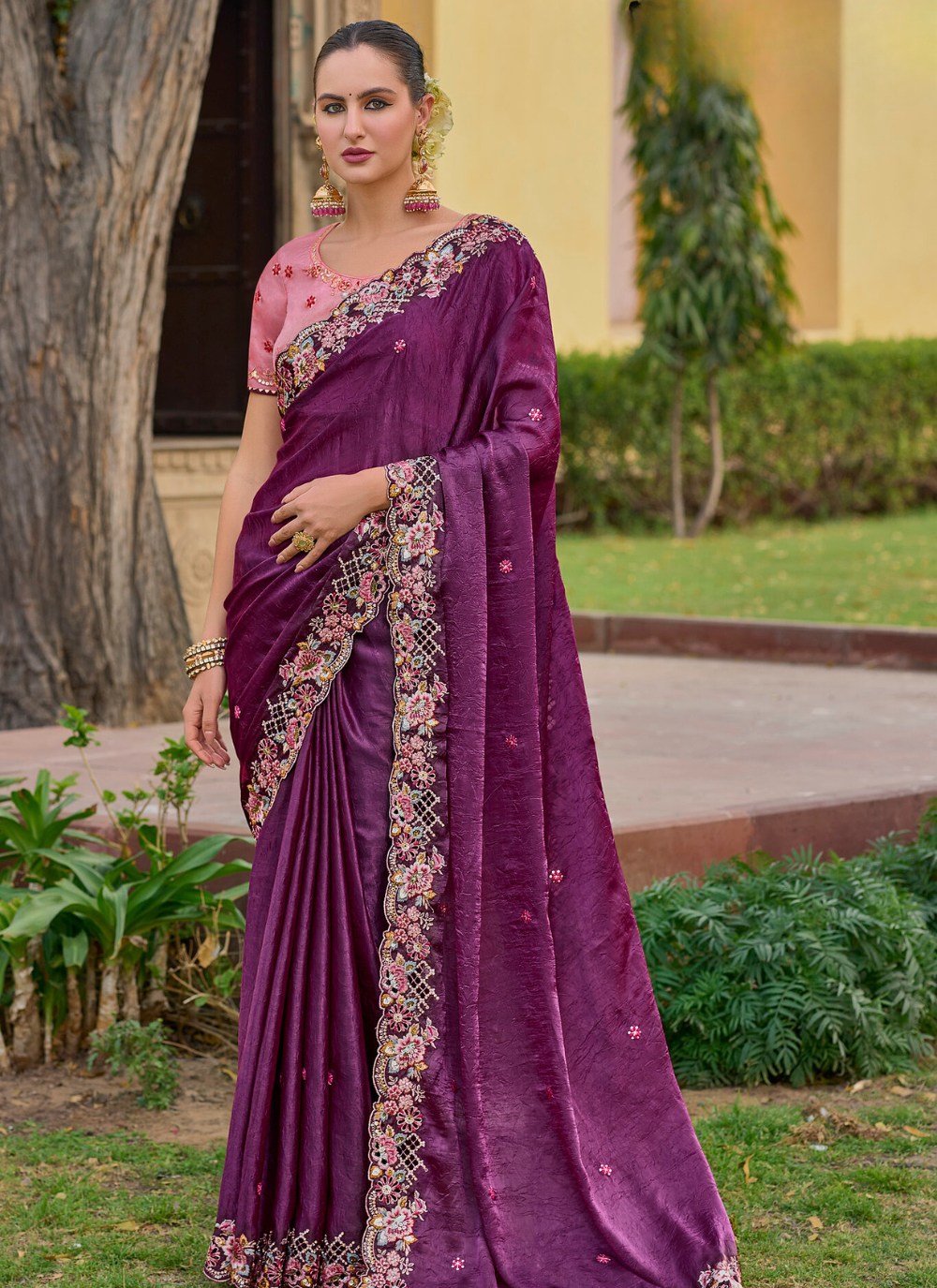 Wonderful wine Organza saree