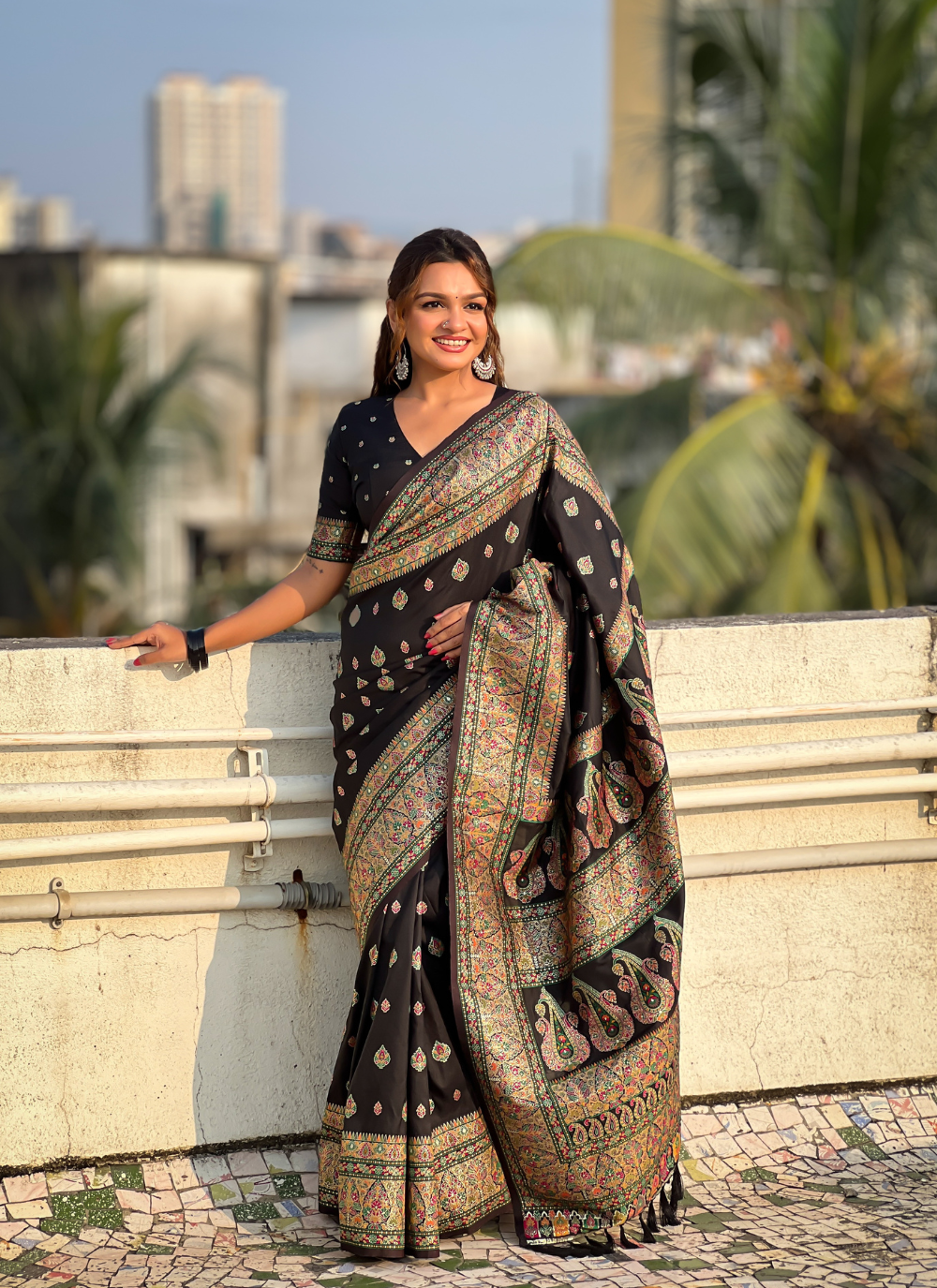 Nakshatra Black Meenakari Saree