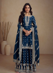 Nakshatra Teal Blue Heavy Embroidered suit