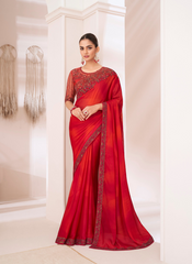 Nakshatra Red Chiffon Saree