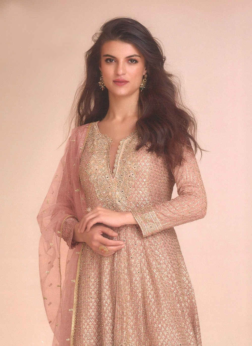 Nakshatra Peach Sharara Suit