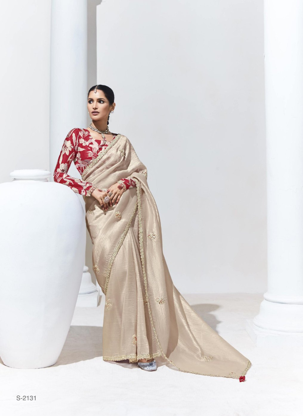 Nakshatra Dark Cream Saree