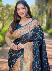 Nakshatra  Blue Banarsi Silk sari