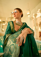 Nakshatra Grandeur Green Silk saree