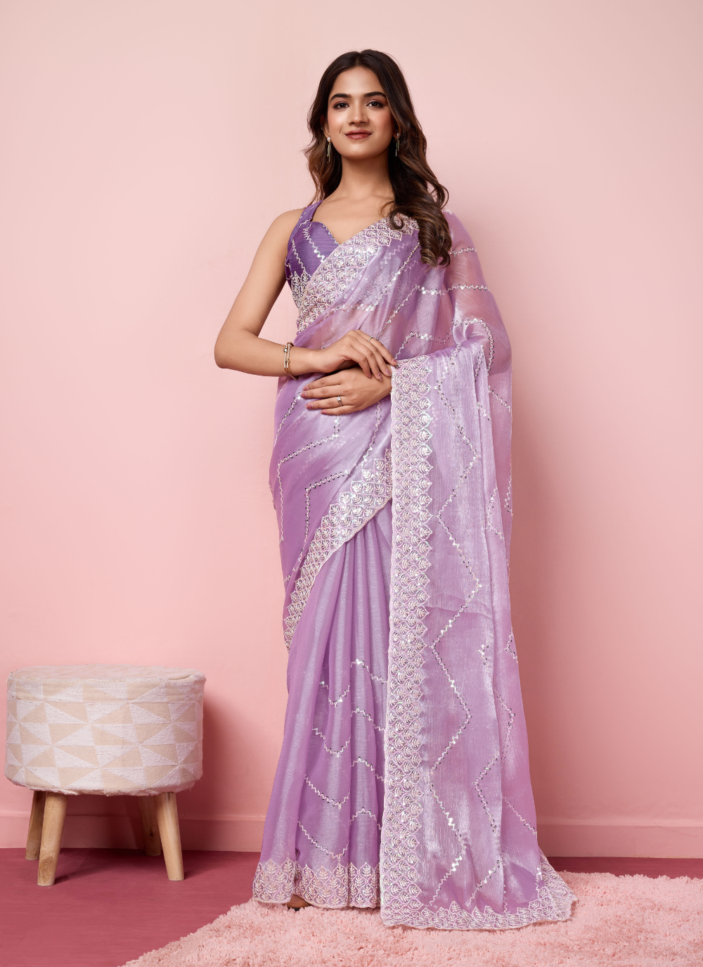 Nakshatra Lavender Burberry silk saree