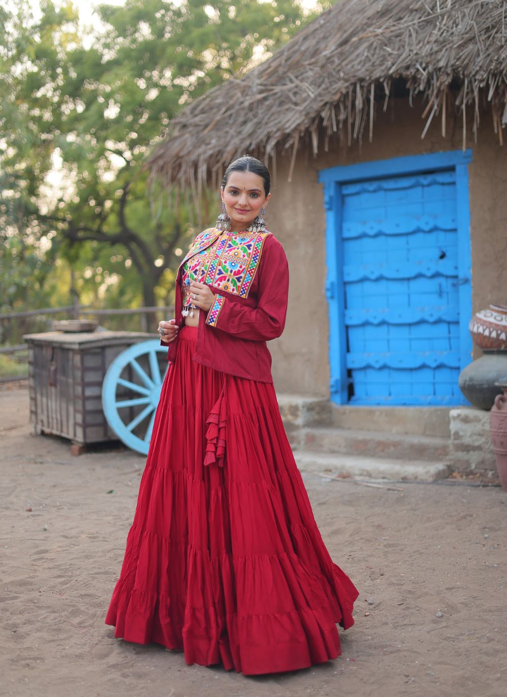 Nakshatra Marvellous Maroon Navratri Lehenga.