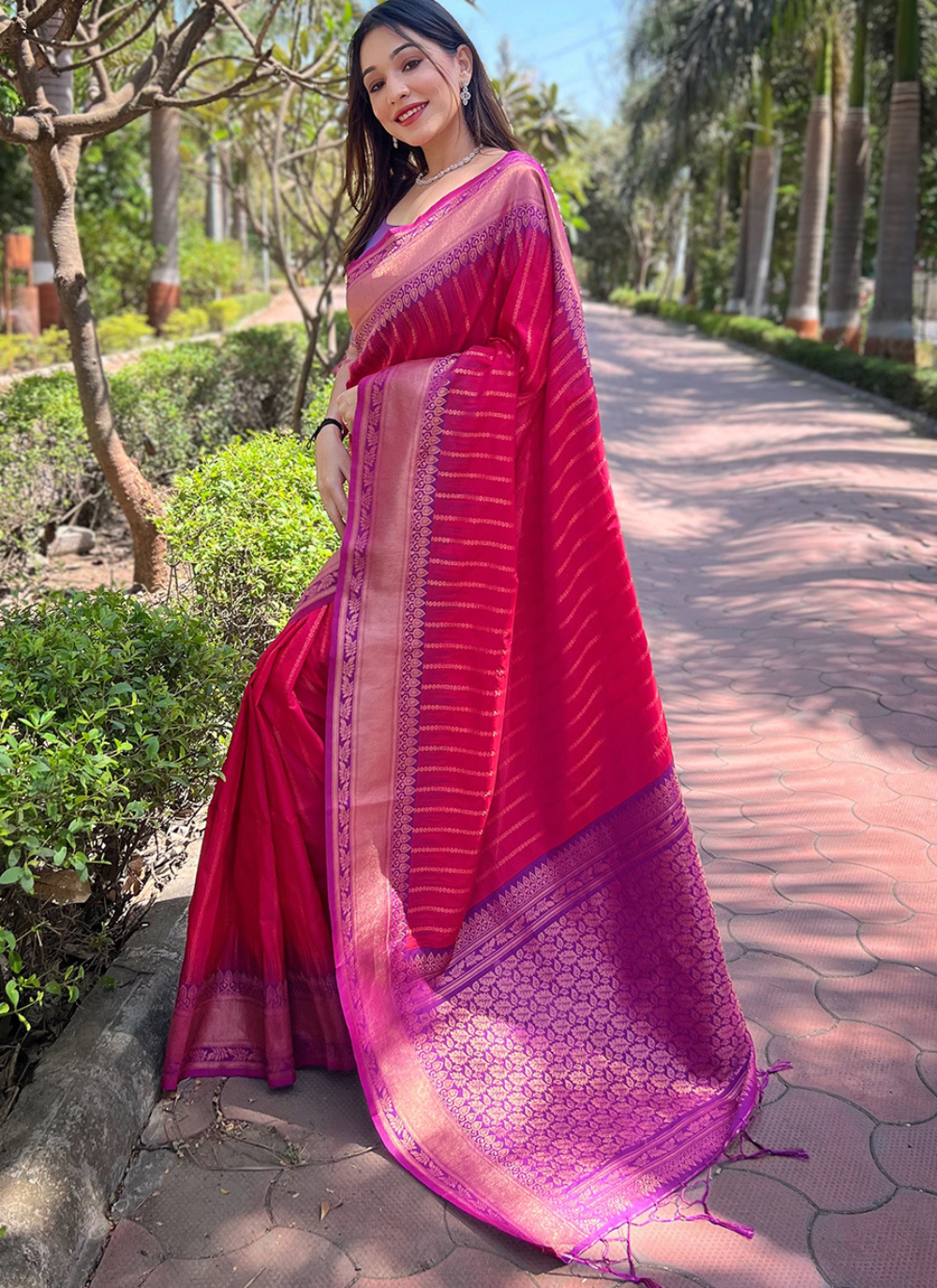 Nakshatra Pink Soft Silk Saree