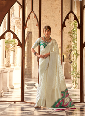 Nakshatra White Zari Weaving Silk Saree