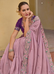 Pastel Pink Organza saree