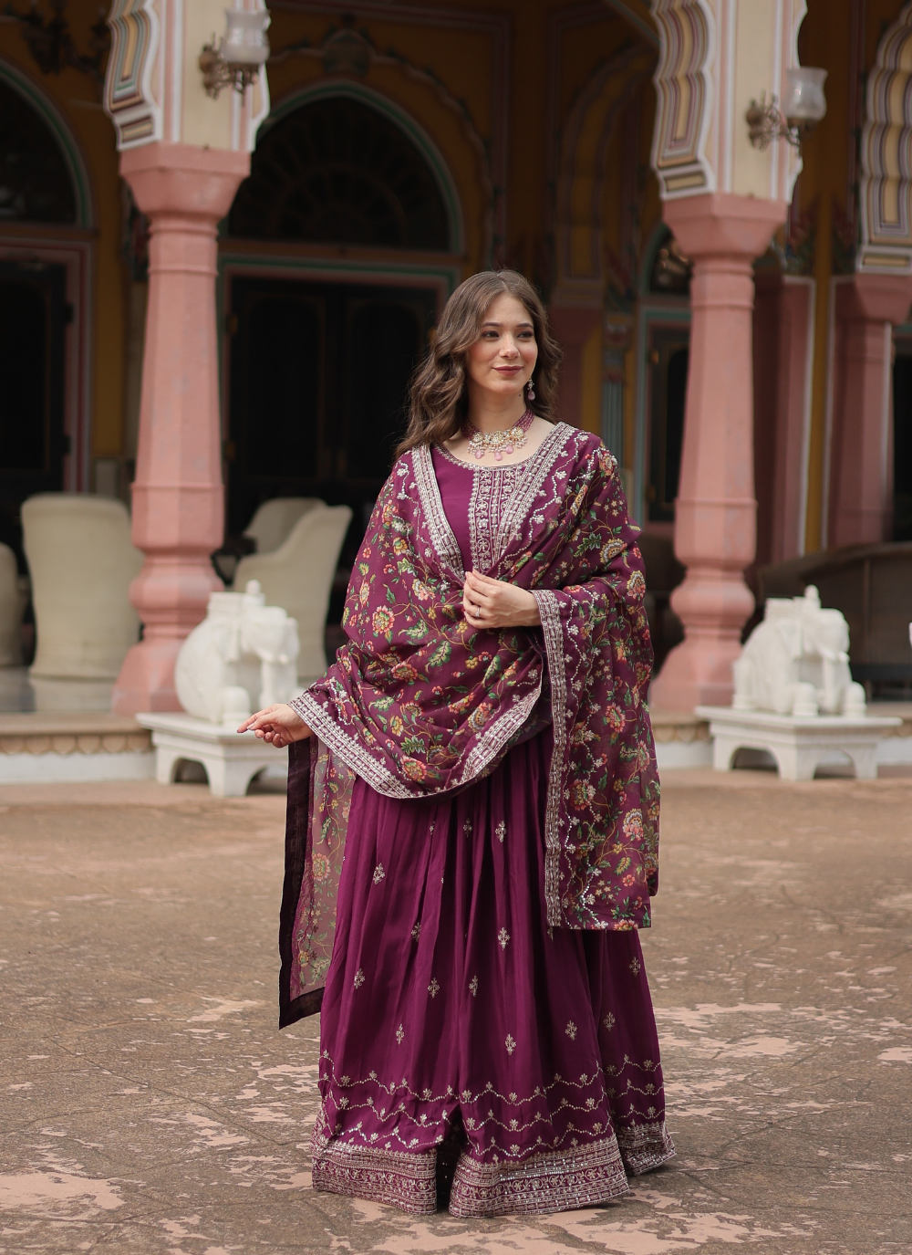Nakshatra Wine Ready to Wear Indian Gown