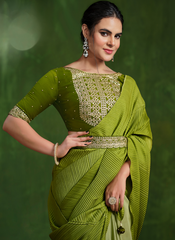 Nakshatra Heavy Embroided Green Saree