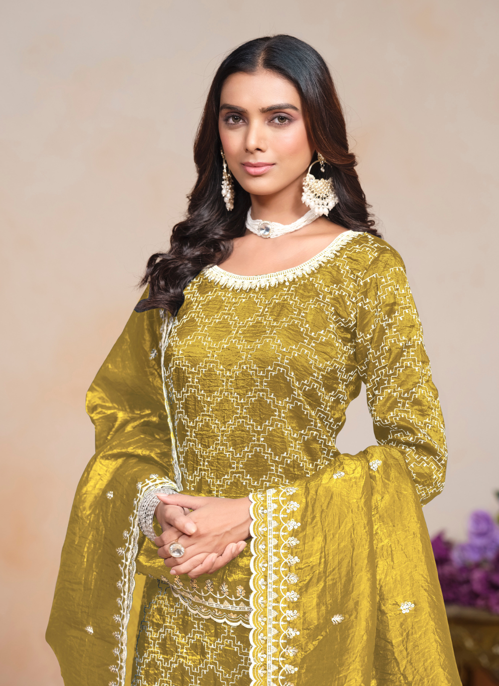 Nakshatra Yellow Party Wear Palazzo Set