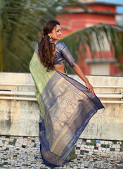 Nakshatra  Light Green Tissue Silk Saree