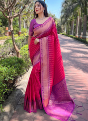 Nakshatra Pink Soft Silk Saree