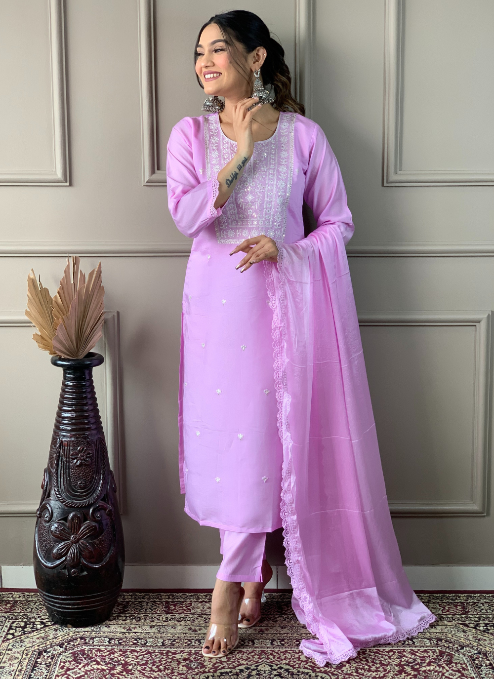 Nakshatra Pink Ready Made Designer suit