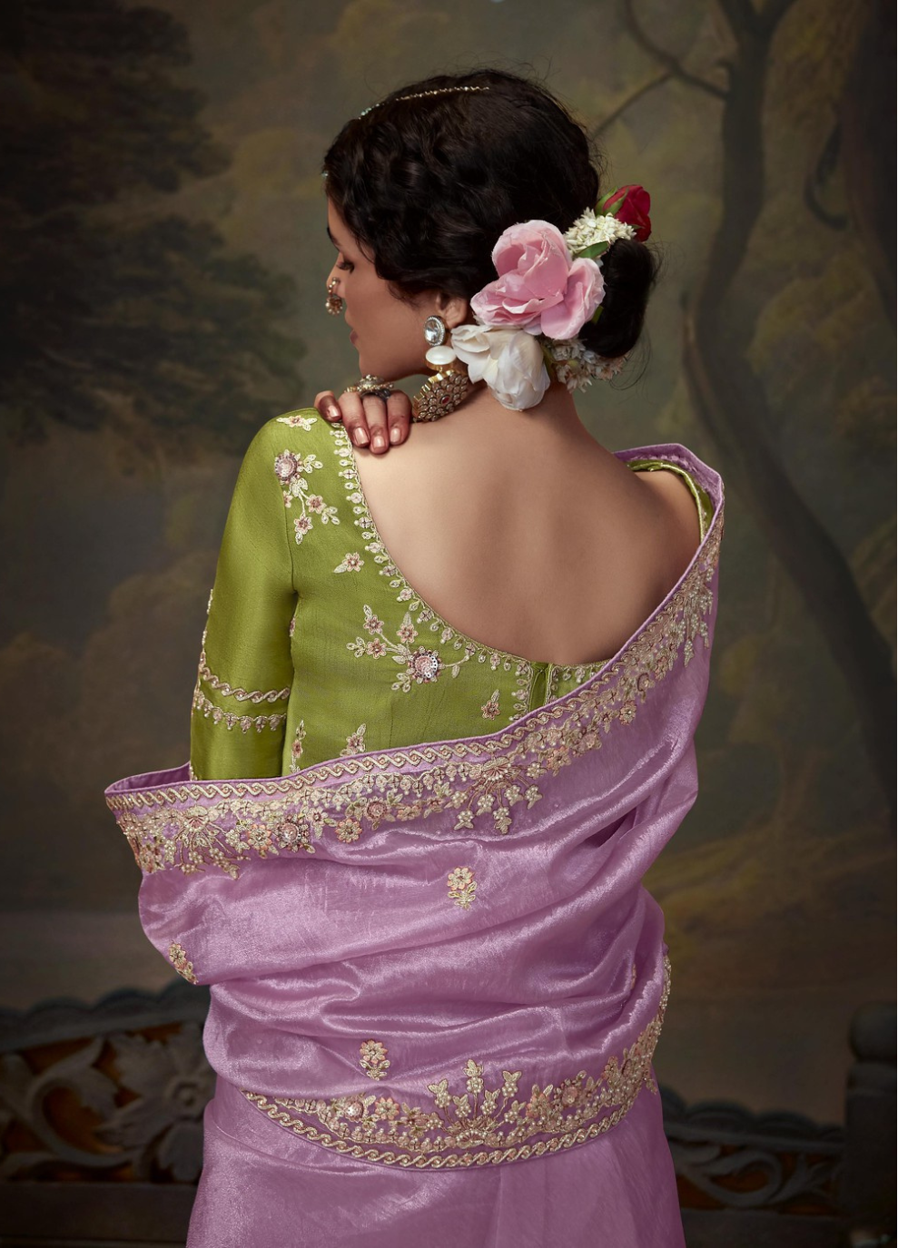 Nakshatra  Stunning Lavender Embroidery Saree