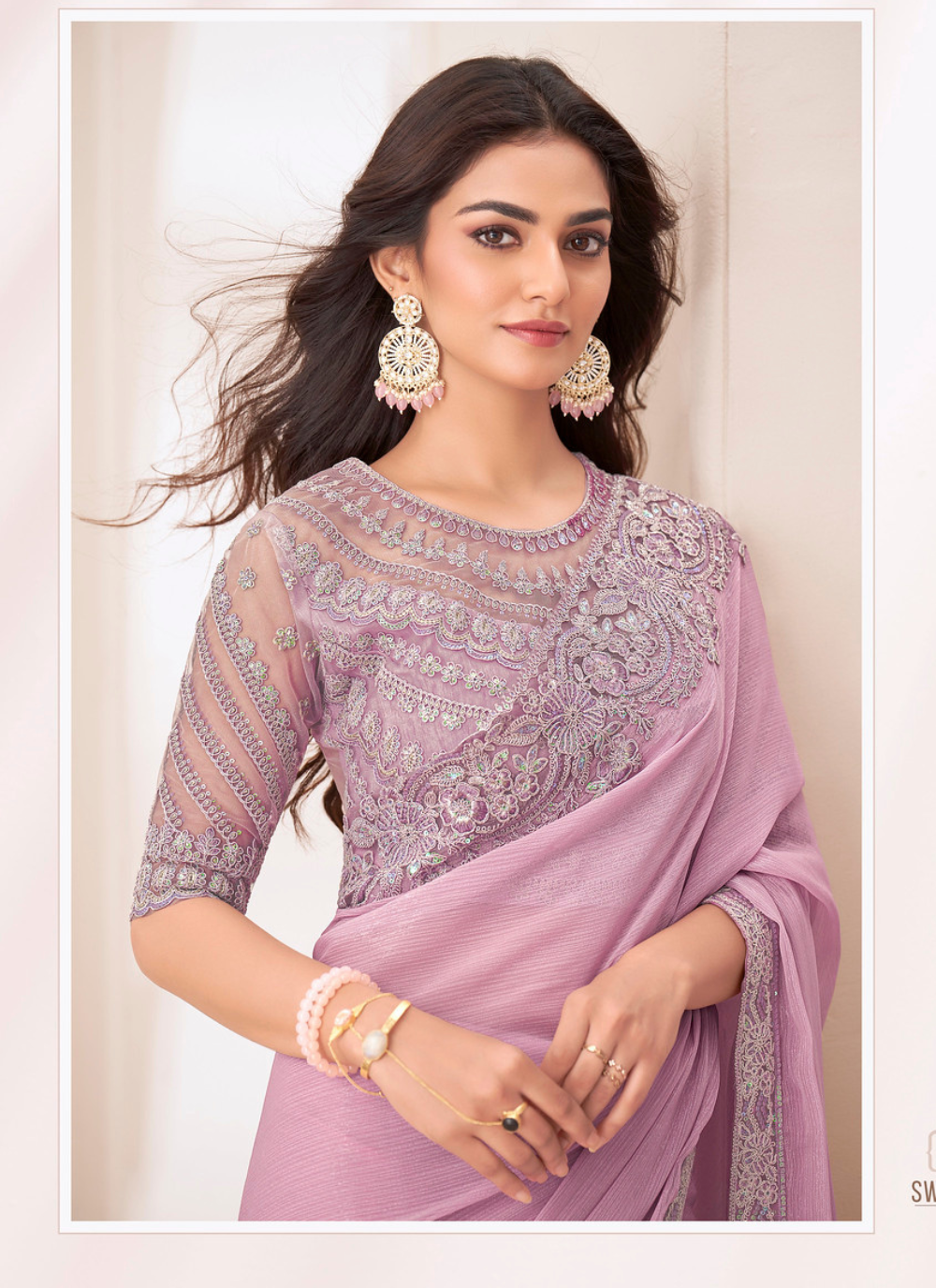 Nakshatra Pink Chiffon Saree