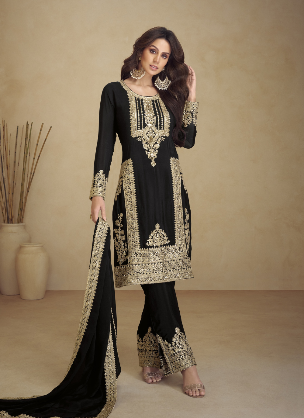 Nakshatra Black Stylish Party wear Suit