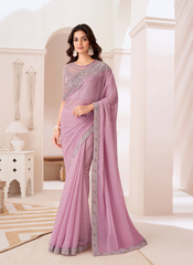 Nakshatra Pink Chiffon Saree