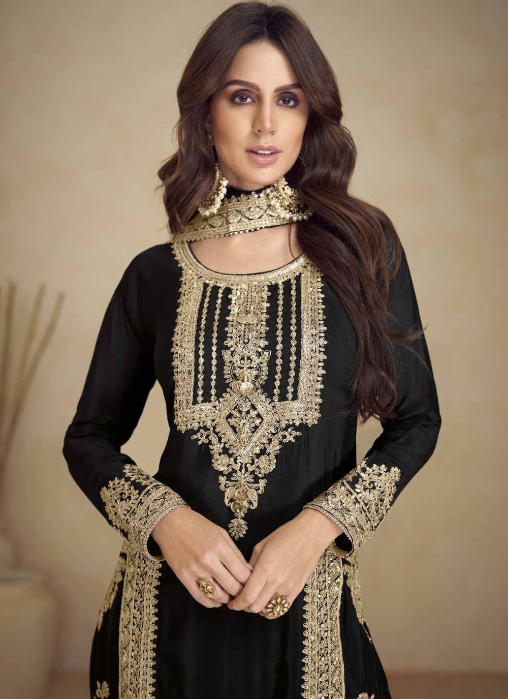 Nakshatra Black Stylish Party wear Suit