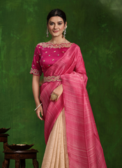 Nakshatra Heavy Embroided Pink Saree