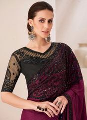 Nakshatra Red Chiffon Saree