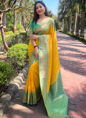 Nakshatra Yellow Soft Silk Saree