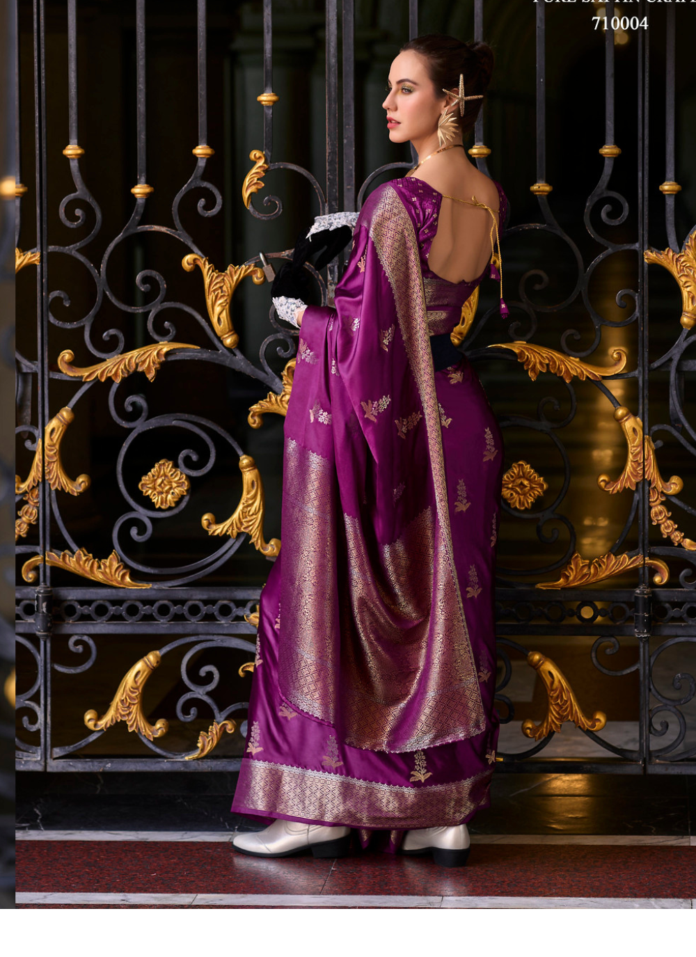 Nakshatra Purple Munga Silk Saree