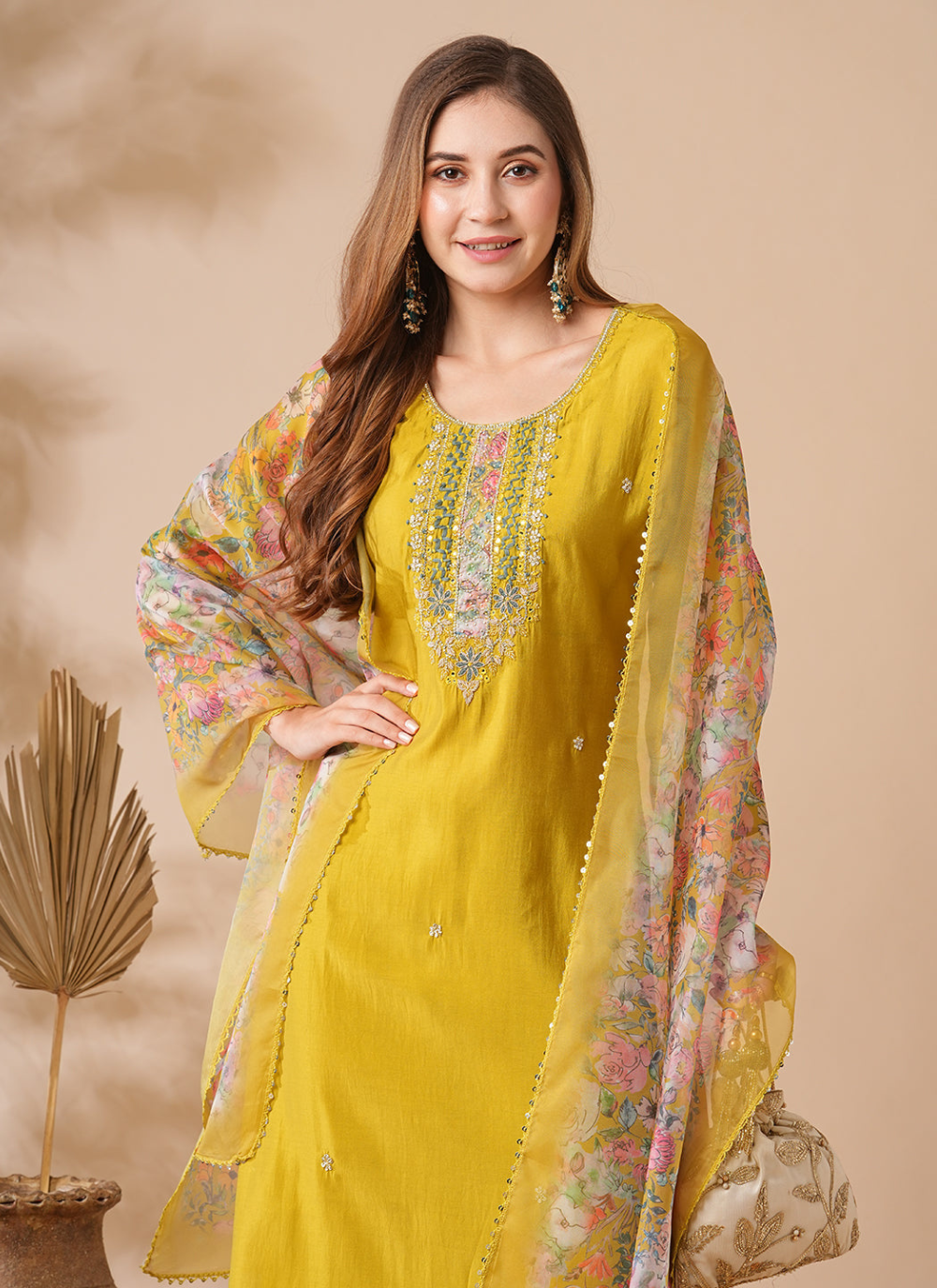 Nakshatra Mustard Ready Made Designer suit