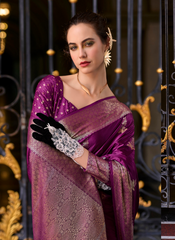 Nakshatra Purple Munga Silk Saree