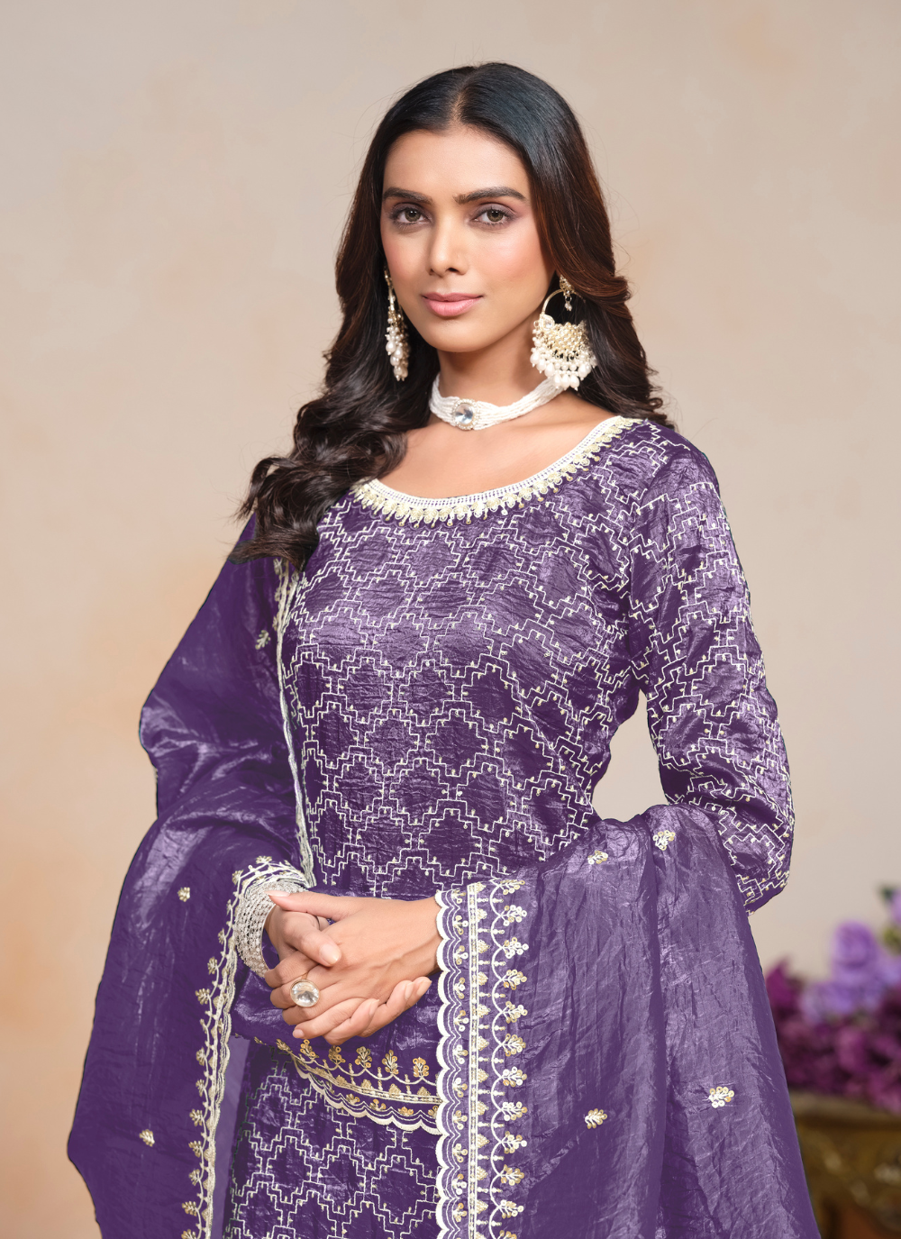 Nakshatra Purple Party Wear Palazzo Set