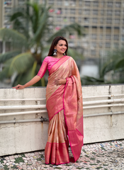 Nakshatra  Light Pink Tissue Silk Saree