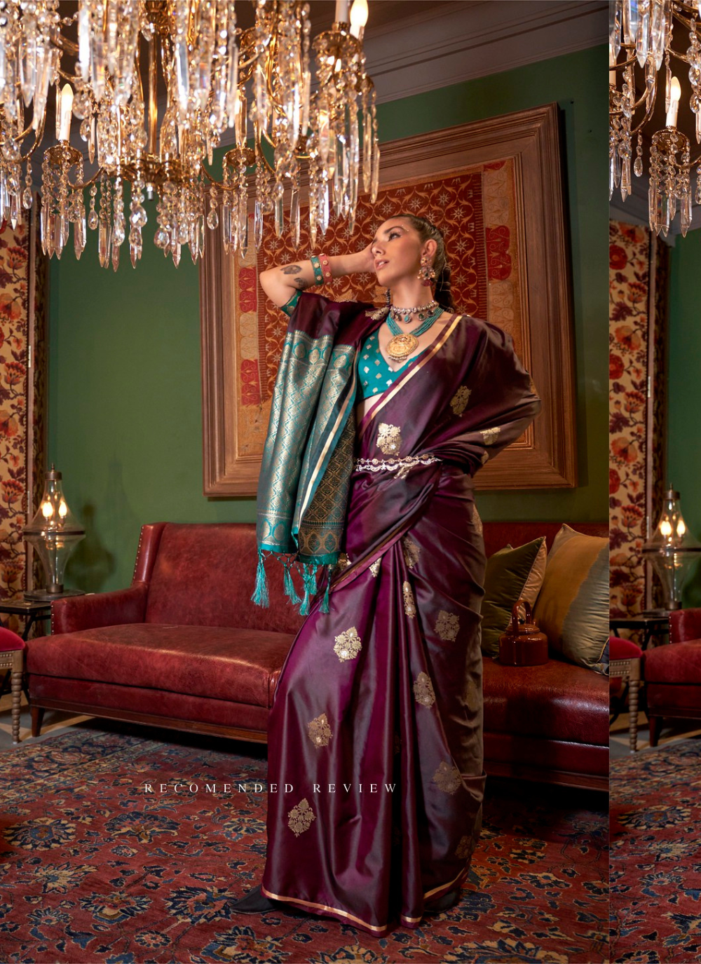 Nakshatra Wine Satin silk saree