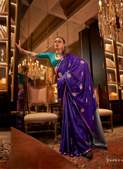 Nakshatra Purple Satin silk saree