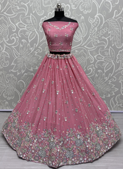 Nakshatra Pink Embellished Lehenga Choli