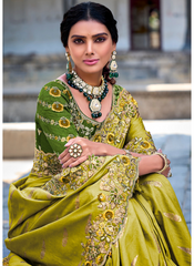 Nakshatra Olive Green Stone work saree