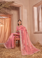 Nakshatra Peach Shimmery saree