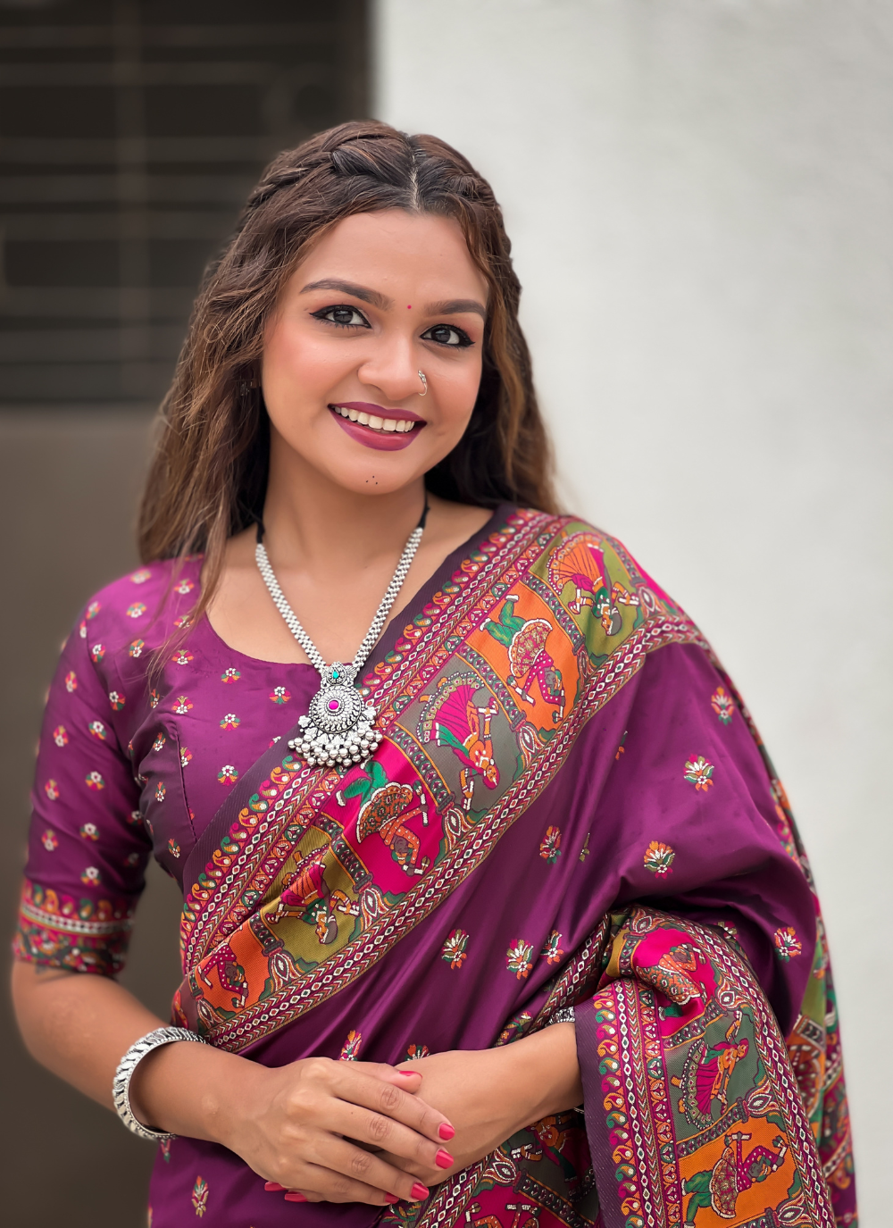 Nakshatra Purple Kanjeevaram silk saree